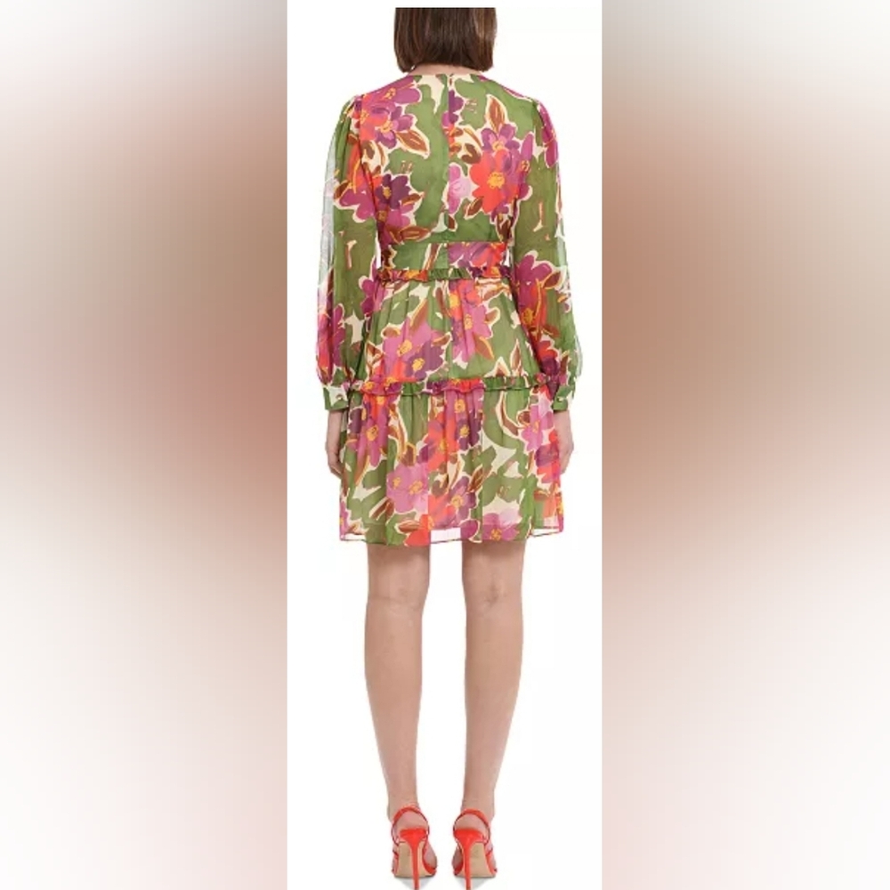 Nwt Donna Morgan Floral Print Tiered Dress Size 14 - Picture 3 of 6